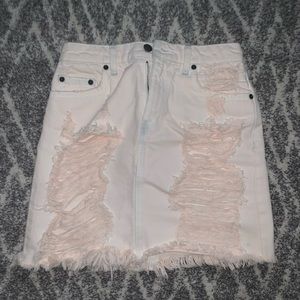 LF Pale Pink Ripped Skirt